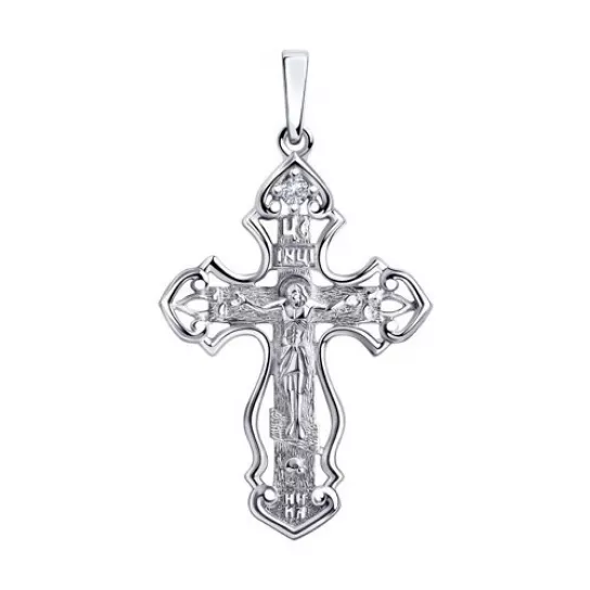 Крест с фианитом из серебра