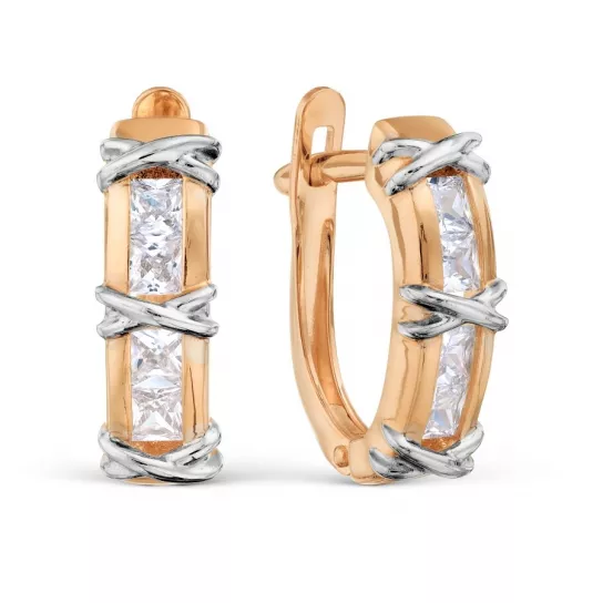 Серьги с фианитом из золота