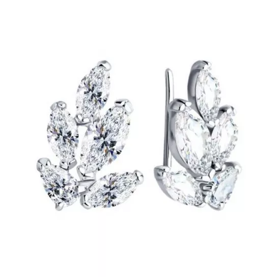 Серьги с фианитом из серебра