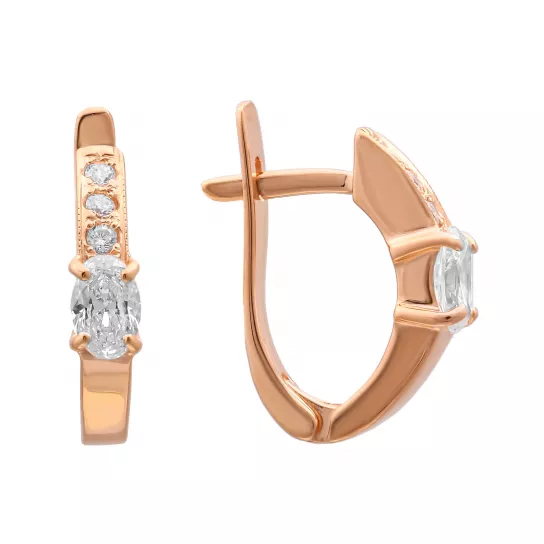 Серьги с фианитом из золота