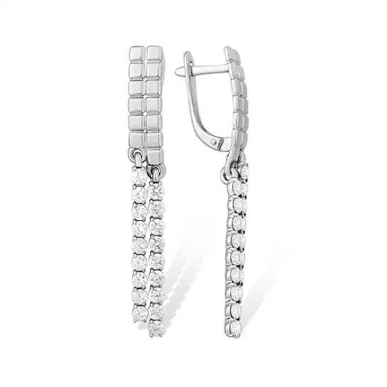 Серьги с фианитом из серебра