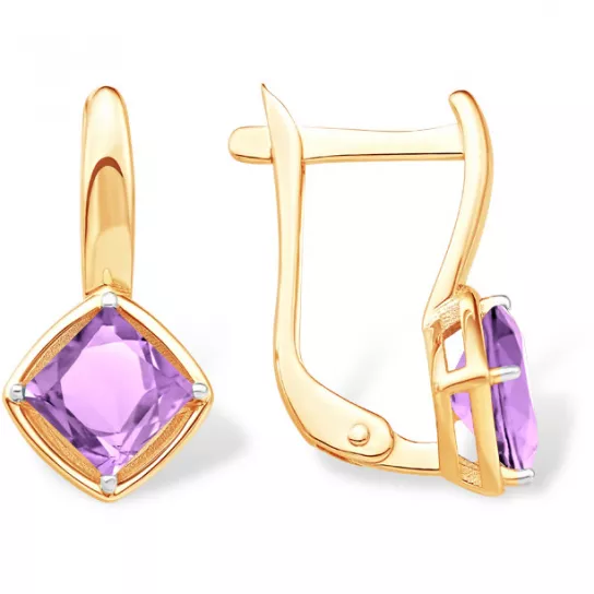 Серьги с аметистом из золота