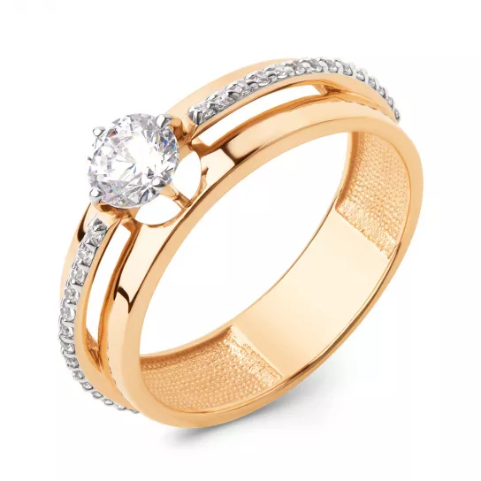 Кольцо с фианитом из золота