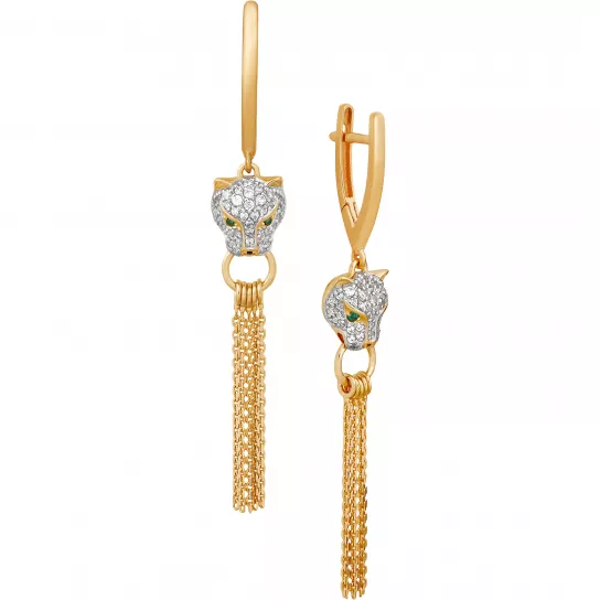 Серьги с фианитом из золота