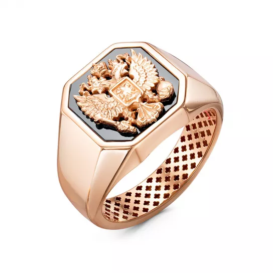 Кольцо-печатка с ониксом из золота