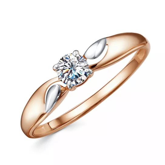 Кольцо с фианитом из золота