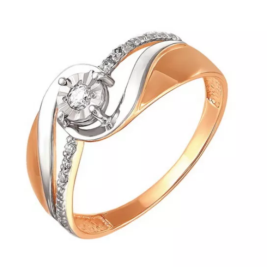 Кольцо с фианитом из золота