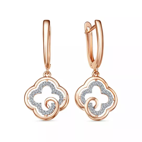 Серьги с фианитом из золота