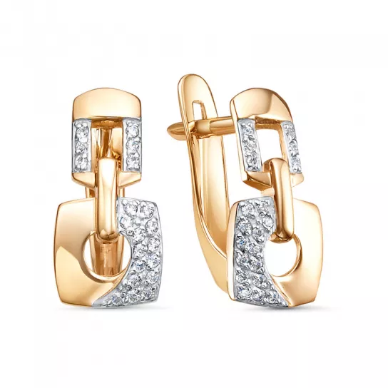 Серьги с фианитом из золота