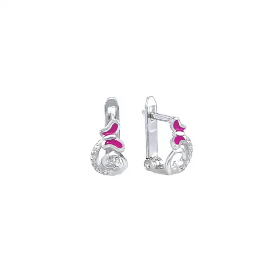 Серьги с фианитом из серебра